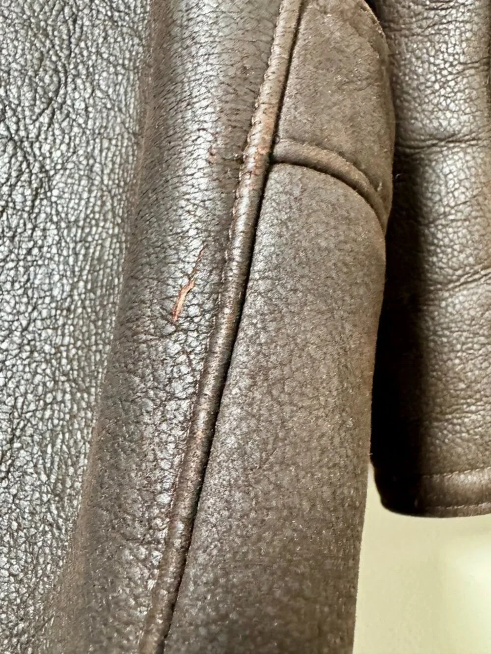 Vintage Denimax Paris NY Genuine Shearling Leather Car Coat Brown XXL